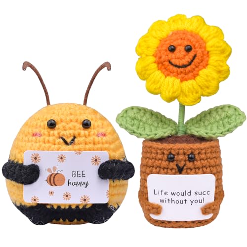 Mwmoeen 2 Stück Positive Pocket Hug Biene und Sonnenblumen Glücksbringer Geschenke, Kreative Strickwolle Mini Puppe Biene Positive Geschenke Geburtstag Muttertag Mwmoeen 2 Stück Positive Pocket Hug Biene und Sonnenblumen Glücksbringer Geschenke, Kreative Strickwolle Mini Puppe Biene Positive Geschenke Geburtstag Muttertag von Mwmoeen