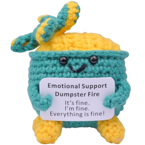 Mwmoeen Emotionale Unterstützung Müllcontainer-Feuer, Häkel-Pocket Hug Positive Müllcontainer handgemachte emotionale Unterstützung Crochet Geschenk Desk Decor herzliches Dankeschön-Geschenk. von Mwmoeen