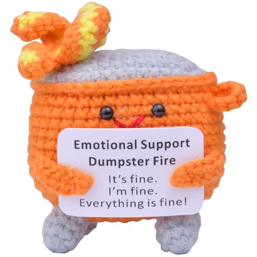 Mwmoeen Emotionale Unterstützung Müllcontainer-Feuer, Häkel-Pocket Hug Positive Müllcontainer handgemachte emotionale Unterstützung Crochet Geschenk Desk Decor herzliches Dankeschön-Geschenk. von Mwmoeen