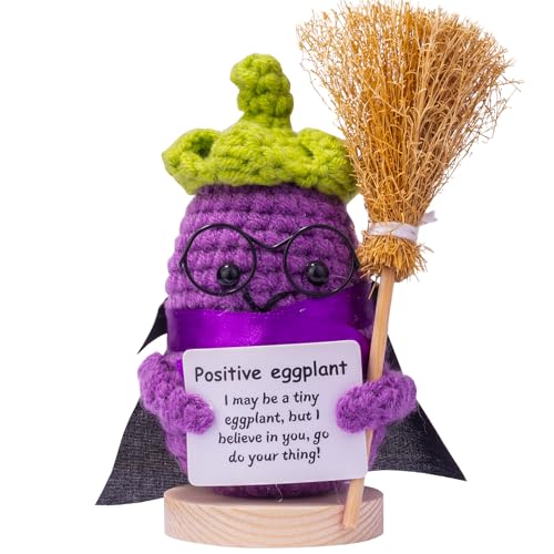 Mwmoeen Halloween Pocket Hug Positive Brokkoli Hexenhut und Cape, Kreative Strickwolle Positive Kartoffel，Mini-Plüsch Figuren Lustige Kartoffel Puppe, Mutmachergeschenk，Halloweensgeschenk. von Mwmoeen