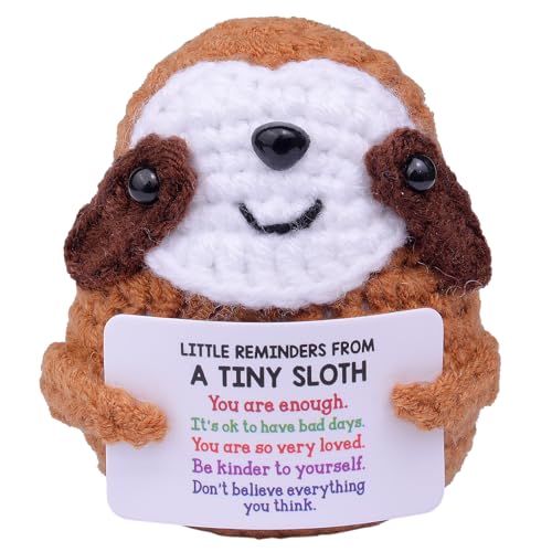 Mwmoeen Lustige Positive Häkeln Faultier Pocket Hug, Kreative Positive Kartoffel Geschenke Beste Freundin Geschenke für Freundin Kleine Geschenke für Frauen von Mwmoeen