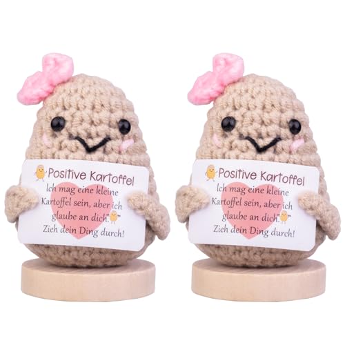 Mwmoeen Lustige Positive Kartoffel Pocket Hug, 2 Stück Glücksbringer Positive Kartoffel Puppe Geschenke Beste Freundin Geschenke für Freundin Kleine Geschenke für Frauen(C25) von Mwmoeen