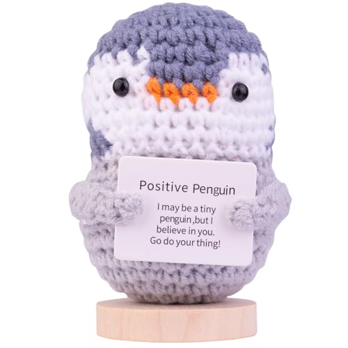 Mwmoeen Mini Nette Lustige Positive Leben Kartoffel Pinguin Pilze Nette Tiere Kreative Gestrickte Holding Card Häkeln Geburtstag Weihnachten Mädchen Geschenke Party Dekor von Mwmoeen