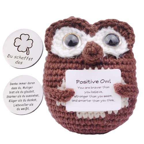 Mwmoeen Pocket Hug Glücksschweinchen, Positive Geschenke Glücksschweinchen, Kreative Strickwolle Tier und Kleine Umarmung Glücksbringer, Beste Freundin Geschenke mit Positiver Energiekarte von Mwmoeen