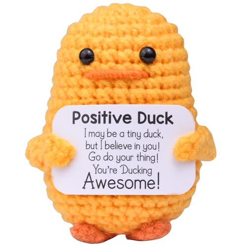 Mwmoeen Pocket Hug Positive Ente, Positive Duck Kreative Strickwolle Ente, Emotionale Unterstützung Enten Geschenke Party-Dekoration Familie Freunde Geschenk Kleines Geschenk für Freundin von Mwmoeen