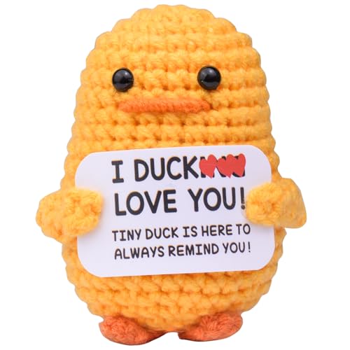 Mwmoeen Pocket Hug Positive Ente, Positive Duck Kreative Strickwolle Ente, Emotionale Unterstützung Enten Geschenke Party-Dekoration Familie Freunde Geschenk Kleines Geschenk für Freundin von Mwmoeen