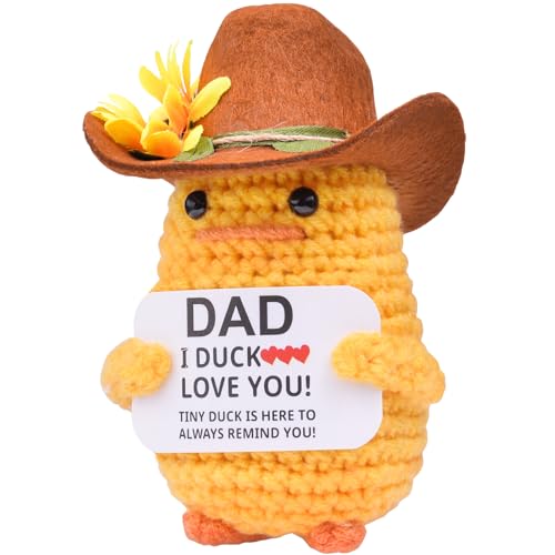 Mwmoeen Pocket Hug Positive Ente Cowboyhut, Positive Duck Strickwolle Ente, Emotionale Unterstützung Enten Geschenke Party-Dekoration Familie Freunde Geschenk Kleines Geschenk für Freundin von Mwmoeen