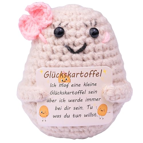 Mwmoeen Lustige Positive Kartoffel Pocket Hug, Kreative Strickwolle Kartoffel mit Mini Positiver Energiekarte, Beste Freundin Kleine Geschenke für Frauen（C1 von Mwmoeen