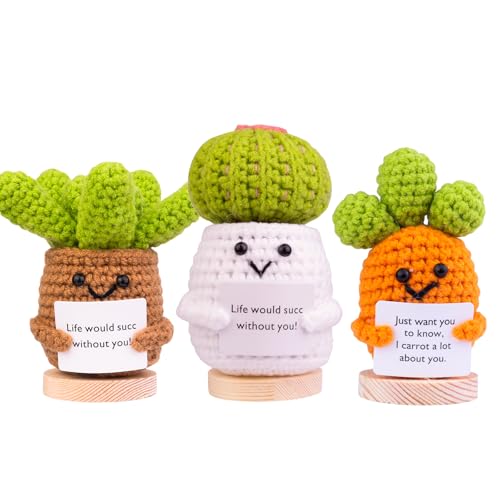 Mwmoeen Pocket Hug Positive Potato, Funny Knitted Potato, Positive Kartoffeln mit positiver Energiekarte Positives Geschenk EIN Geburtstagsgeschenk, Zuhause, Büro, Dekoration.(3 Stück von Mwmoeen