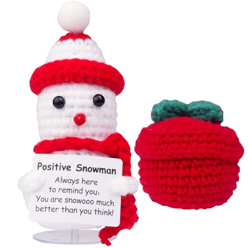 Mwmoeen Weihnachten 2Stück Positive Kartoffel, Pocket Hug Positive Kartoffeln, Strickwolle Emotionale Unterstützung Weihnachtsmann Gurke Hirsch Schneemann Mutmacher Weihnachten Geschenk Dekoration von Mwmoeen