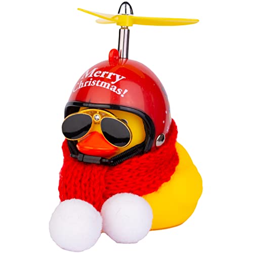 Mwmoeen Weihnachten Gummiente Autodekoration, Gelbe Quietscheente Duck Armaturenbrett Ornamente，EIN Weihnachtshut Schal Sonnenbrille tragenfür Weihnachtsdekoration Wohndekorationen für Erwachsene von Mwmoeen