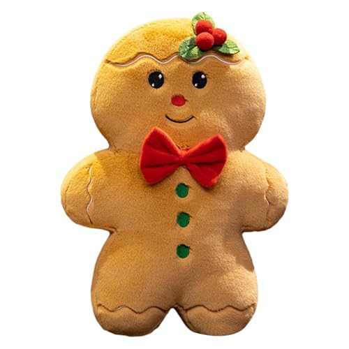 Mwqpgyh 38cm Lebkuchenmann Kissen, Weihnachts Lebkuchen Kissen Plushie, Gefülltes Lebkuchenmann Kissen Lebkuchen-Stofftier Plüschtier, Lebkuchenmann Schneemann Plüschpuppe Puppe, Kissen Plüschtier von Mwqpgyh