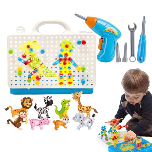 Mwqpgyh Bohrpuzzle-Set für Kinder, Bohrpuzzle-Spielset - 289 Teile/Satz Bautechnik-Bausteine | Werkzeug-Lernset, kreatives und lustiges Kinderpuzzle für im Alter von 4–6 Jahren von Mwqpgyh