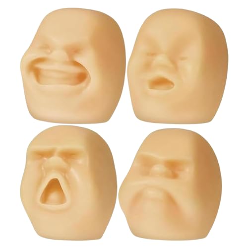 Mwqpgyh Emotionsbälle mit menschlichem Gesicht, lustige Stressbälle für Erwachsene | 4 Stück entspannende Quetschbälle, lustiger Gesichtswechsler | Dehnbares Fidget-Squeeze-Spielzeug, kleine seltsame von Mwqpgyh