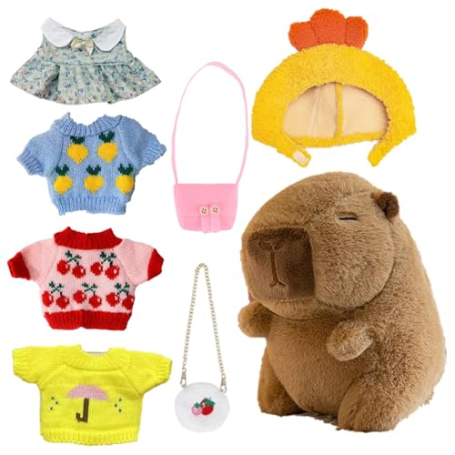 Mwqpgyh Gefülltes Capybara-Plüschtier, Capybara-Plüsch - Süße Capybara mit Kopfbedeckung Plüschpuppe Winterspielzeug,Weiches, Bezauberndes Dress Up Capybara-Plüschtier, 25 cm großes von Mwqpgyh