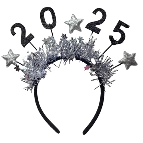 Mwqpgyh Glitzerstern-Pailletten-Haarband, 2025 Frohes neues Jahr, Haarschmuck für Silvester, Haarschmuck für Weihnachten 2025, Silvester, Partyzubehör von Mwqpgyh