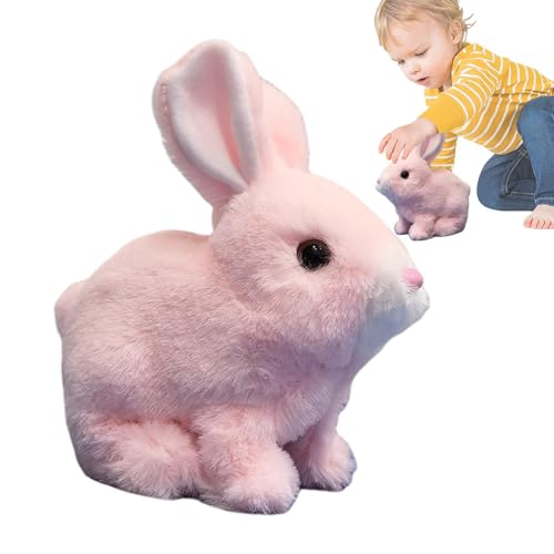 Mwqpgyh Plüschhüpfen, Hoping Bunny Toy, Plüsch elektrisches Sprungspielzeug tun vor, als Kaninchen, Interaktiver elektronischer Haustier wackelner Ohrenn mit Klang für Tochter, Freundin, von Mwqpgyh