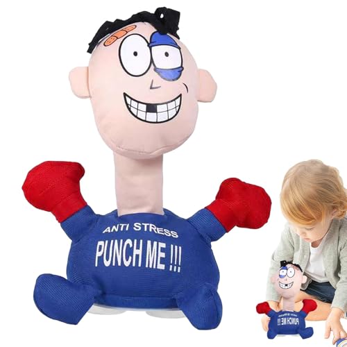 Mwqpgyh Punch Screaming Toy,Screaming Fidget Toy, Gefüllte Sinnesfiguren-Stresspuppe mit Saugbasis, Beruhigendes Plüsch-Beruhigungsspielzeug für Klassenkameraden, Freunde, Studenten, Kollegen, Lehrer von Mwqpgyh