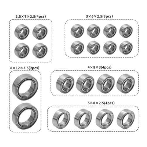 MxNTCX Kompatibel mit RC-Car-Teilen, Titan-Zubehör, Maßstab 1:18, Stahl-Ersatzlager 4M von MxNTCX