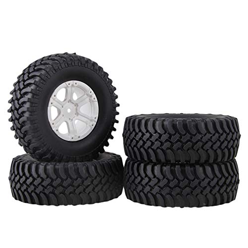 Mxfans 4 Stück 4,8 cm RC Kunststoff 6-Speichen Felgen & Gummireifen Reifen für RC 1:10 Crawler Auto von Mxfans