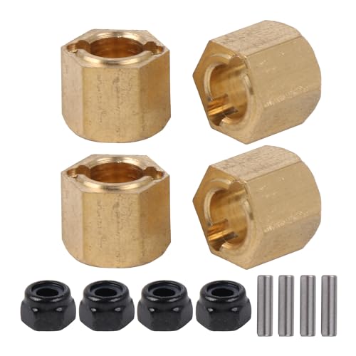 Mxfans 4x RC Upgrade Messing Räder Hex Naben Adapter Ersatz für FMS 1:24, Gelb von Mxfans