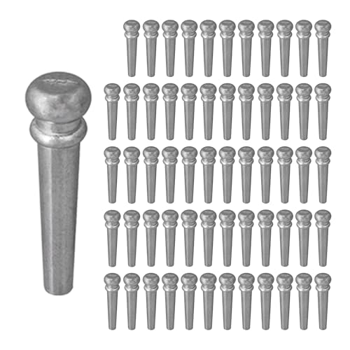 Mxfans 60 x Chrome Endpin Bridge Pins Pegs für Akustikgitarre 2,9 x 0,8 cm von Mxfans