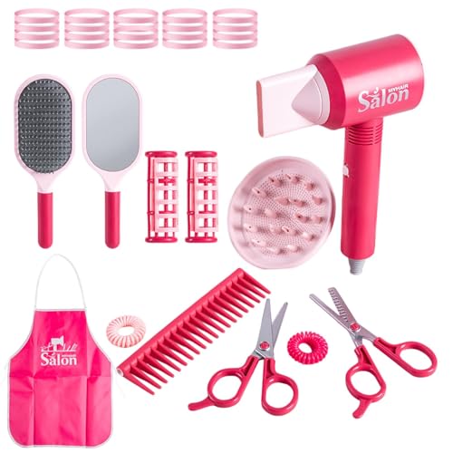 Friseur Set Für Kinder Friseur Salon Spielset Für Kinder, Realistisches Kinder Frisierkopf Zubehör Frisierset Spielzeug Für Mädchen, Haarstyling Set Für Mädchen, Haartrockner, Haarschnitt von Mxshc