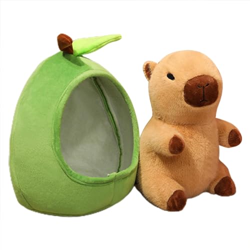 Mxshc Capybara Plüschtier Niedlicher Capybara Kuscheltier In Obsthöhle, Weiche Capybara Plushie Puppen Capybara Stofftier Für Kleine Mädchen-Fans 35x15x15 cm von Mxshc