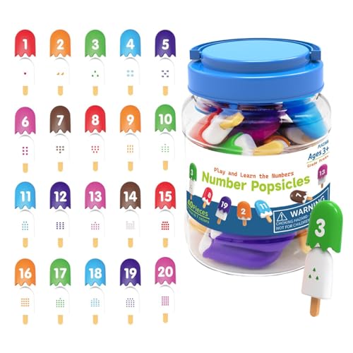 Mxshc Eiscreme Spielzeug Eiscreme Zahlen Sortierspiel Farbsortier Zahlen Zuordnungsspiel Für Kinder Zahlen-Lernspielzeug, Kindergarten-Manipulative 10×10×14,2 cm von Mxshc