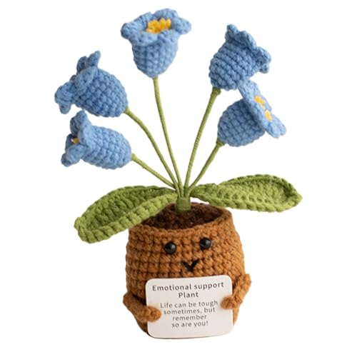 Mxshc Gestrickter Blumentopf Lustiger Süßer Ermutigender Strickpuppen Blumentopf Selbstgemachte Gehäkelte Blumentöpfe Für Die Selbstpflege Positive Häkelprojekte 6 X 11 cm von Mxshc