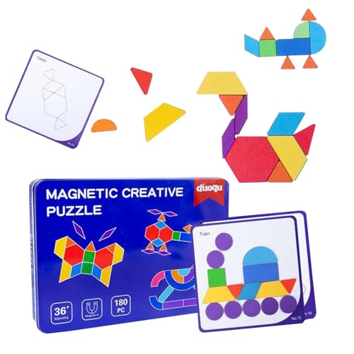 Mxshc Magnetisches Musterblock-Set, Holzmusterblock-Set,Magnetische Formpuzzles | Holzmusterspielzeug, magnetische Formpuzzles, Eisenbox-Holzpuzzles, Lernspielzeug von Mxshc