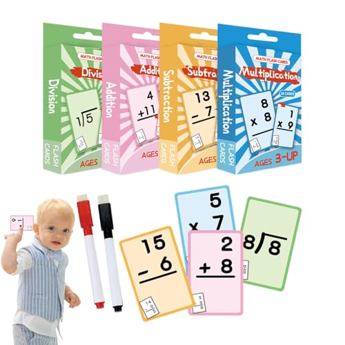 Mxshc Multiplikations-Lernkarten-Set – Lernkarten für Addition und Subtraktion – Kinder 6 Jahren verbessern die mathematischen Fähigkeiten für Klassenzimmer, Reisen von Mxshc