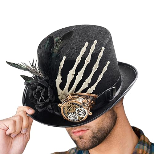 Mxshc Steampunk Hut, Kuriose Kopfbedeckungen, Skeletthand Steampunk Zylinderhut Damen Halloween Kostüm Cosplay Fest Accessoire Mxshc Steampunk Hut, Kuriose Kopfbedeckungen, Skeletthand Steampunk Zylinderhut Damen Halloween Kostüm Cosplay Fest Accessoire von Mxshc