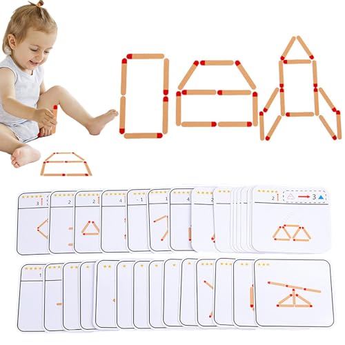 Mxshc Streichholzpuzzle aus Holz für Kleinkinder,Match Stick Kindergarten Lernspielzeug - Vorschulpuzzle Kinderpuzzle Lernspielzeug, 3+ Jahre altes Lernpuzzle-Spielzeug von Mxshc