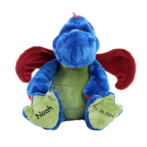 My-Baby-Shop Kuscheltier Drache Magnus Stofftier Plüschtier mit Wunschname personalisierbar ca. 33 cm von My-Baby-Shop