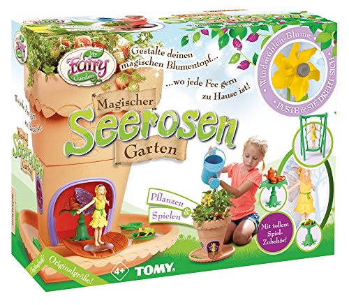 TOMY E72776DE My Fairy Garden Spielzeugset-Magischer Kinder ab 4 Jahre – Blumentopf selber bepflanzen & mit Feen-Figur Spielen, 1x Set Seerosen Garten inkl. Grassamen, Mehrfarbig von TOMY