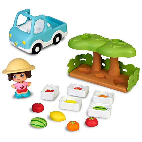 My First Pinypon - Marktgarten, Pinypon Obstgarten, Bauernhof, Pickup, große Figur, ineinandergreifende Teile und Spielzubehör, fördert gesundes Essen, Spielzeug ab 1 Jahr, Berühmt (700017334) von Pinypon Action