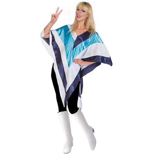 My Illusions 1970er Jahre Super Disco Poncho Damen Eurovision Kostüm Outfit mit Mikrofon oder Leggings Zubehör (Poncho) von My Illusions