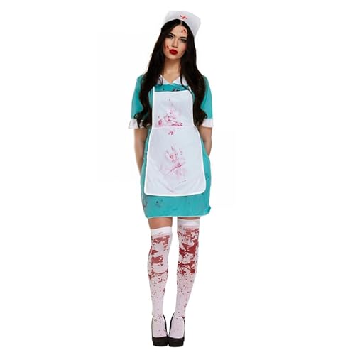 My Illusions Blutige Krankenschwester Kostüm + Strümpfe Damen Halloween Kostüm Damen Zombie Verkleidung Outfit von My Illusions