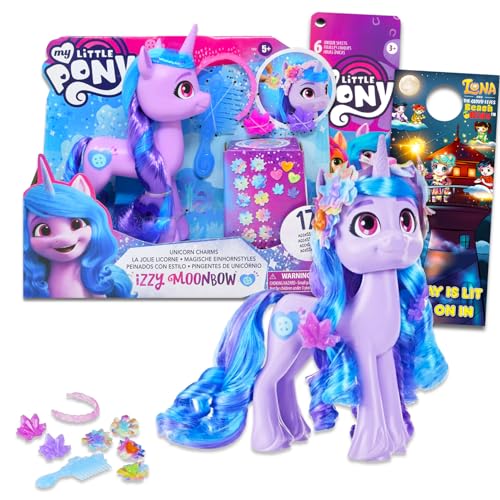 My Little Pony Izzy Moonbow Spielzeug für Mädchen – Bündel mit 15,2 cm MLP Izzy Moonbow Puppe mit Kamm und Zubehör plus Aufklebern, mehr | My Little Pony Izzy Spielzeug für Kinder von My Little Pony