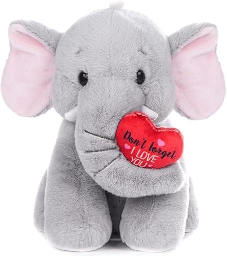 My OLi 20 cm Plüsch-Elefant, Kuscheltier weicher Elefant mit rotem Herz, Plüschspielzeug für Babys, Kinder, Jungen, Mädchen, Liebhaber, tolles Bett, Kinderzimmer, Raumdekoration, Hochzeit von My OLi