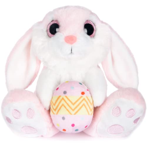 My OLi 20cm Osterhase Plüsch Hase mit Osterei Stofftier Hase Floppy Ohren Sitting Bunny Gefüllte Tier Bettzeit Freund Ostergeschenke für Kinder Babys Jungen Mädchen, Rosa von My OLi