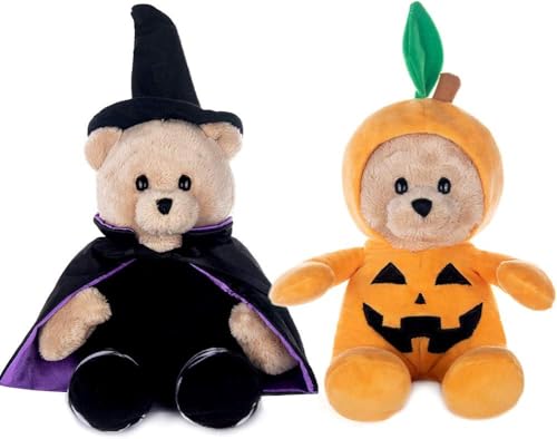 My OLi 22.9 cm Kuscheltier-Plüsch-Halloween-Spielzeug Teddybär-Plüsch-Kürbis-Zauberer-Spielzeug mit klappbaren Hüten, Halloween-Ornamente/Geschenke für Kinder, Babys und Kleinkinder von My OLi