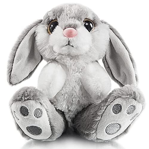 My OLi 8" Osterhase Plüsch Kaninchen Schlappohr Sitzende Hase Stofftier Grau Ostergeschenke für Babys Kinder Jungen Mädchen von My OLi