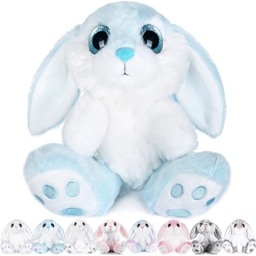 My OLi Kuscheltier Hase 20cm Plüsch Hase Stofftier Kuscheltiere Schlappohren Sitzend Kuschelhase Plüschtiere Für Mädchen Kinder Jungen-Blau Farbe von My OLi