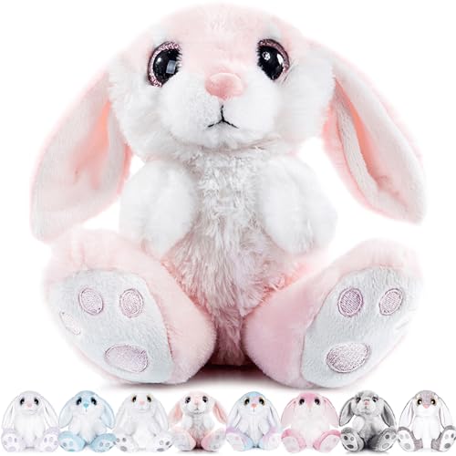 My OLi Kuscheltier Hase 20cm Plüsch Hase Stofftier Kuscheltiere Schlappohren Sitzend Kuschelhase Plüschtiere Für Mädchen Kinder Jungen-Rosa Farbe von My OLi