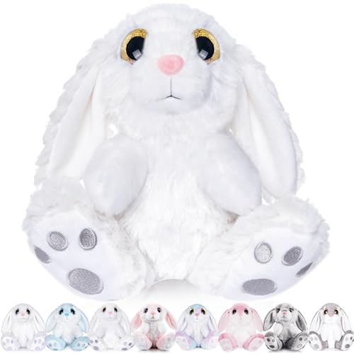 My OLi Kuscheltier Hase 20cm Plüsch Hase Stofftier Kuscheltiere Schlappohren Sitzend Kuschelhase Plüschtiere Für Mädchen Kinder Jungen-Weiße Farbe von My OLi