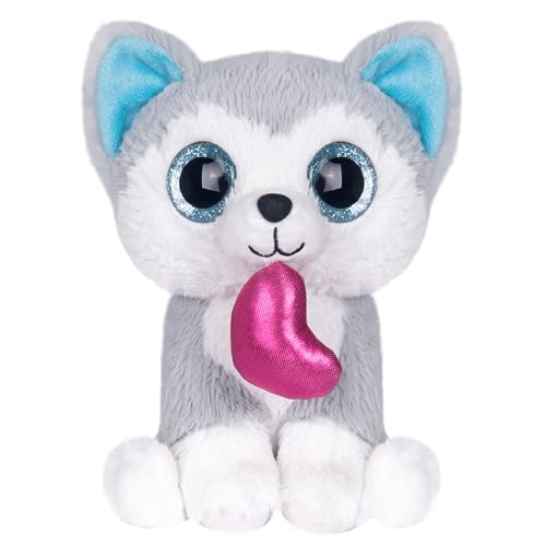 My OLi Kuscheltier Hund Husky Plüschtier Welpe mit rotem Herz 23cm Plüschtier Geschenke für Babys Kinder Jungen Mädchen Lover von My OLi