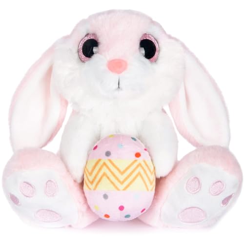 My OLi Osterhase Plüsch Hase mit Osterei 20cm Kuscheltier Hase Stofftier Kuscheltiere Schlappohren Sitzend Kuschelhase Plüschtiere Für Mädchen Kinder Jungen-Rosa Farbe von My OLi