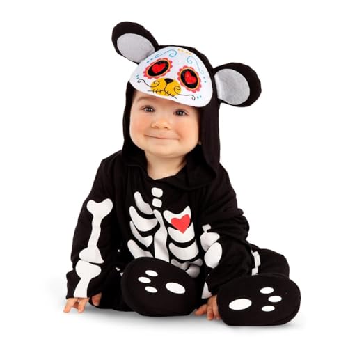 My Other Me Skelett-Kostüm "Tag der Toten" für Babys, Unisex, mit Body, Kapuze und Söckchen, schwarz und weiß, Größe 12–24 Monate. Ihr kleiner Bär wird der Hingucker an Halloween sein. My Other Me Skelett-Kostüm "Tag der Toten" für Babys, Unisex, mit Body, Kapuze und Söckchen, schwarz und weiß, Größe 12–24 Monate. Ihr kleiner Bär wird der Hingucker an Halloween sein. von My Other Me